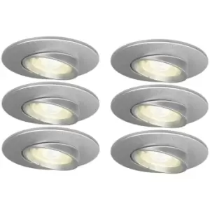 4LITE IP20 GU10 Fire-Rated Adjustable Downlight - Satin Chrome, Pack of 6
