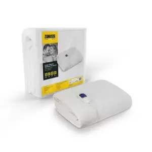 Zanussi Washable Electric Heated Mattress Protector with Fitted Skirt Off-White