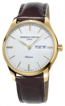 Frederique Constant Mens Classic Quartz Brown Leather Watch