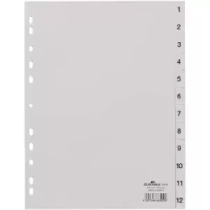 Durable 6512 Index A4 1-12 Plastic Grey 12 dividers embossed tabs 651210