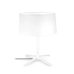 Grok 3 Light Table Lamp with White Fabric Shade, E27