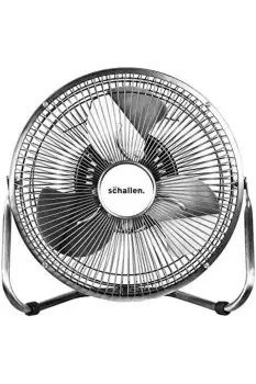 Schallen 9" Metal High Velocity Cold Air Circulator Adjustable Floor Fan with 3 Speed Settings - Chrome / Silver