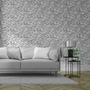 Muriva Elixir Cube Silver Wallpaper - wilko