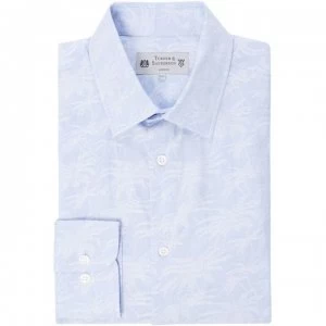 Turner and Sanderson Gibson Tailored Fit Palm Jacquard Shirt - Blue
