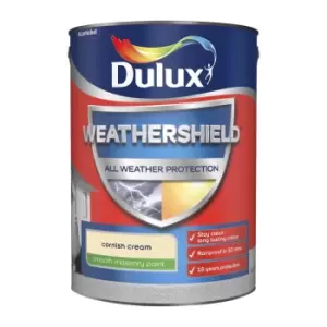 Dulux Weathershield All Weather Protection Cornish Cream Smooth Masonry Paint 5L