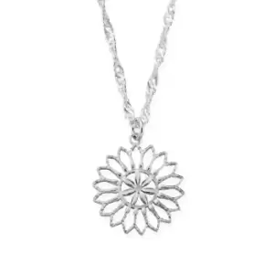 ChloBo Silver Twisted Rope Chain Flower Mandala Necklace