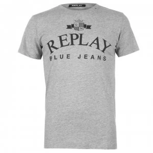 Replay Jeans Logo T Shirt - Grey Mel M02