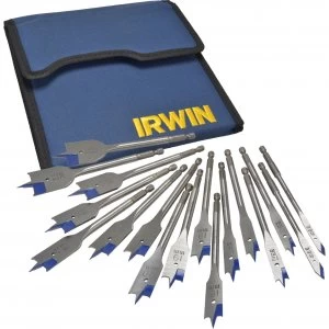 Irwin 17 Piece 4X Blue Groove Flat Wood Drill Bit Set