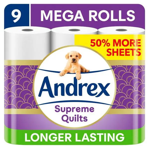 Andrex Supreme Quilts 9XL Toilet Rolls