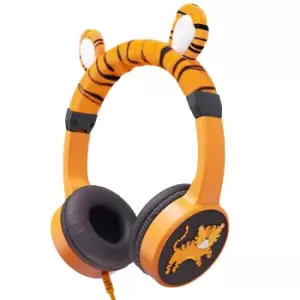 Planet Buddies Charlie the Tiger Furry Wired Kids Headphones - Orange