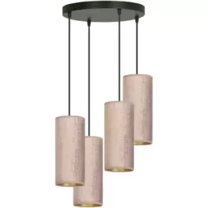 Emibig Bente Black Cluster Pendant Ceiling Light with Pink Fabric Shades, 4x E14