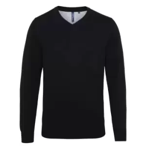 Asquith & Fox Mens Cotton Rich V-Neck Sweater (M) (Black)