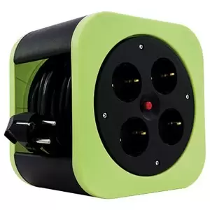 REV 0010012400 power extension 10 m 4 AC outlet(s) Indoor Black,Green