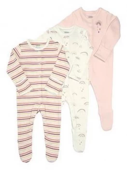 Mamas & Papas Rainbow Sleepsuits 3 Pack Baby Girls