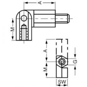 Pivot bolt External and internal thread M3 Brass Distance 25 mm