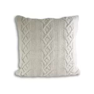 Paoletti Aran Pure Cotton Cable Knit Cushion Cover, Cream, 55 x 55 Cm