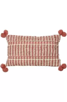 Ayaan Woven Loop Tufted Cotton Double Pom Pom Cushion