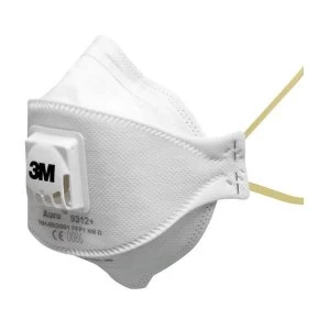 3M Aura 9312 Flat fold Valved Particulate Respirators FFP1 Classification White Pack of 10