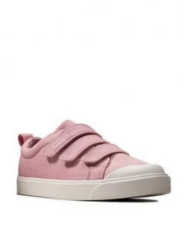 Clarks Girls City Vibe Canvas Shoe - Pink, Size 2.5 Older