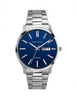Accurist Blue Day/Date Dial Stainless Steel Bracelet Mens Watch
