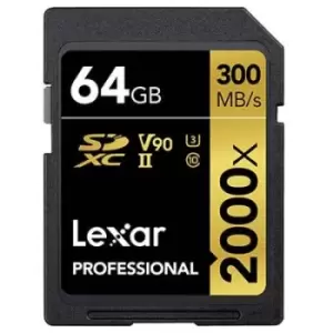 Lexar 64GB Professional 2000x 300MB/Sec UHS-II V90 SDXC Card