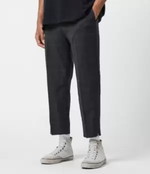 AllSaints Mens Garth Cropped Slim Trousers, Charcoal, Size: 30