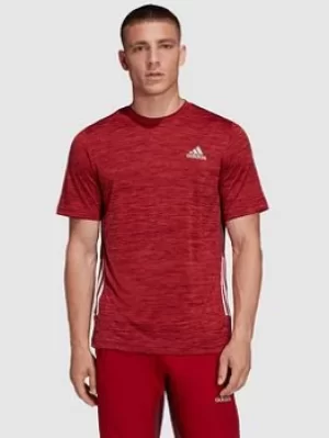 Adidas 3 Stripe T-Shirt, Red, Size S, Men