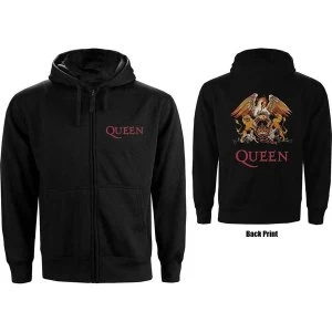 Queen - Classic Crest Mens XX-Large Zipped Hoodie - Black