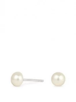 Simply Silver 5Mm Fresh Water Pearl Studs Earrings
