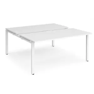 Bench Desk 2 Person Rectangular Desks 1600mm With Sliding Tops White Tops With White Frames 1600mm Depth Adapt