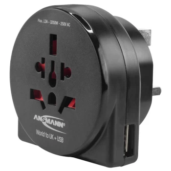 Ansmann 1250-0014 Travel plug - World to UK + USB