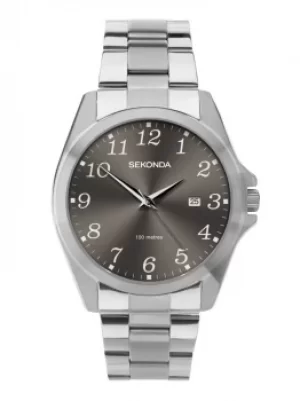 Sekonda Mens Dark Grey Dial Stainless Steel Bracelet Watch 1636