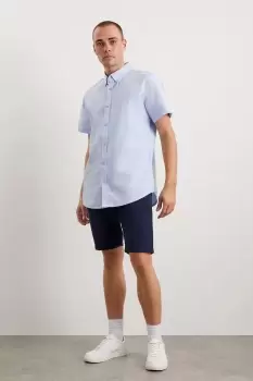 Mens Light Blue Short Sleeve Oxford Shirt