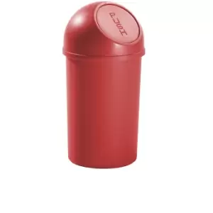 helit Push top waste bin made of plastic, capacity 13 l, HxØ 490 x 252 mm, red, pack of 6