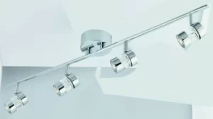 Bubbles LED 4 Light Adjustable Bathroom Ceiling Spotlight Bar Chrome, Bubble Effect IP44