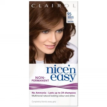 Clairol Nice'n Easy Semi Permanent Hair Dye with No Ammonia 95 Medium Bronze Brown