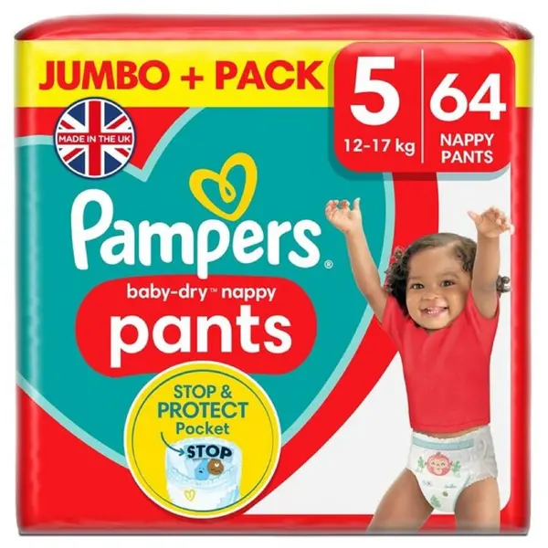 Pampers Baby Dry Pants Size 5 Jumbo Plus Pack 64 Nappies