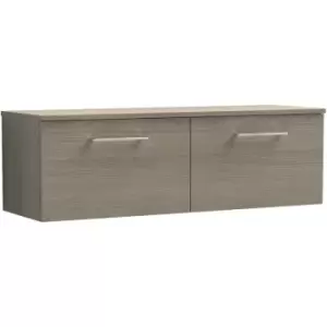 Arno Solace Oak 1200mm Wall Hung 2 Drawer Vanity Unit with Worktop - ARN2522W2 - Solace Oak - Nuie