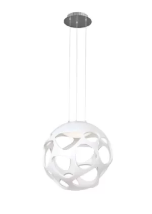Organica Ceiling Pendant 3 Light E27, Gloss White, Polished Chrome