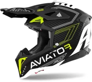 Airoh Aviator 3 Primal 3K Carbon Motocross Helmet, yellow, Size L, yellow, Size L
