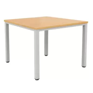 Fraction Infinity Square Beech Meeting Table With Silver Legs - 140 X 140