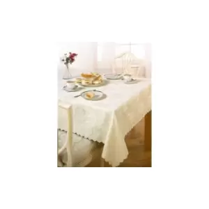Emma Barclay Damask Rose Tablecloth, Cream, 60 x 84 Inch
