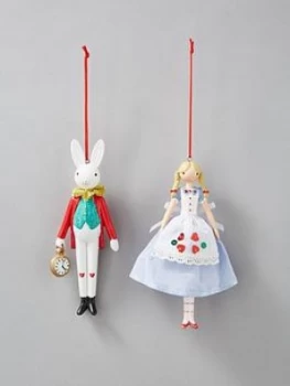 Gisela Graham Gisela Graham Set 2 Alice/ Rabbit Tree Decorations