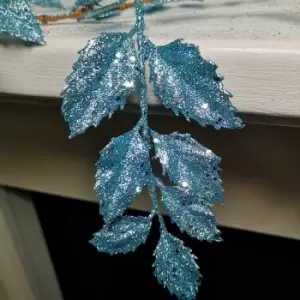 1.8m Ice Blue Glitter Leaf Garland Christmas Decoration