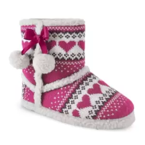 Slumberzzz Womens/Ladies Fairisle Fleece Boot Slippers (UK 5-6) (Pink)