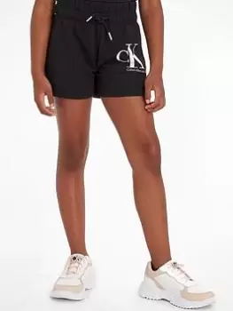 Calvin Klein Jeans Girls Colour Reveal Monogram Shorts - Black, Size Age: 8 Years, Women