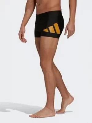 adidas Logo Graphic Swim Briefs, Black/Yellow, Size XS, Men
