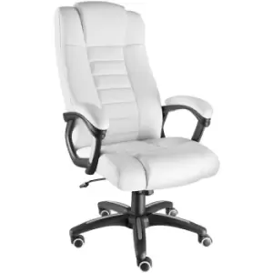 Tectake - Luxury office chair made of artificial leather - desk chair, computer chair, ergonomic chair - white - white