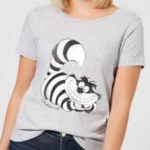 Disney Alice In Wonderland Cheshire Cat Mono Womens T-Shirt - Grey - XXL