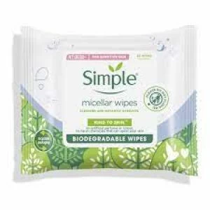 Simple Micellar Wipes Biodegrad 20pk